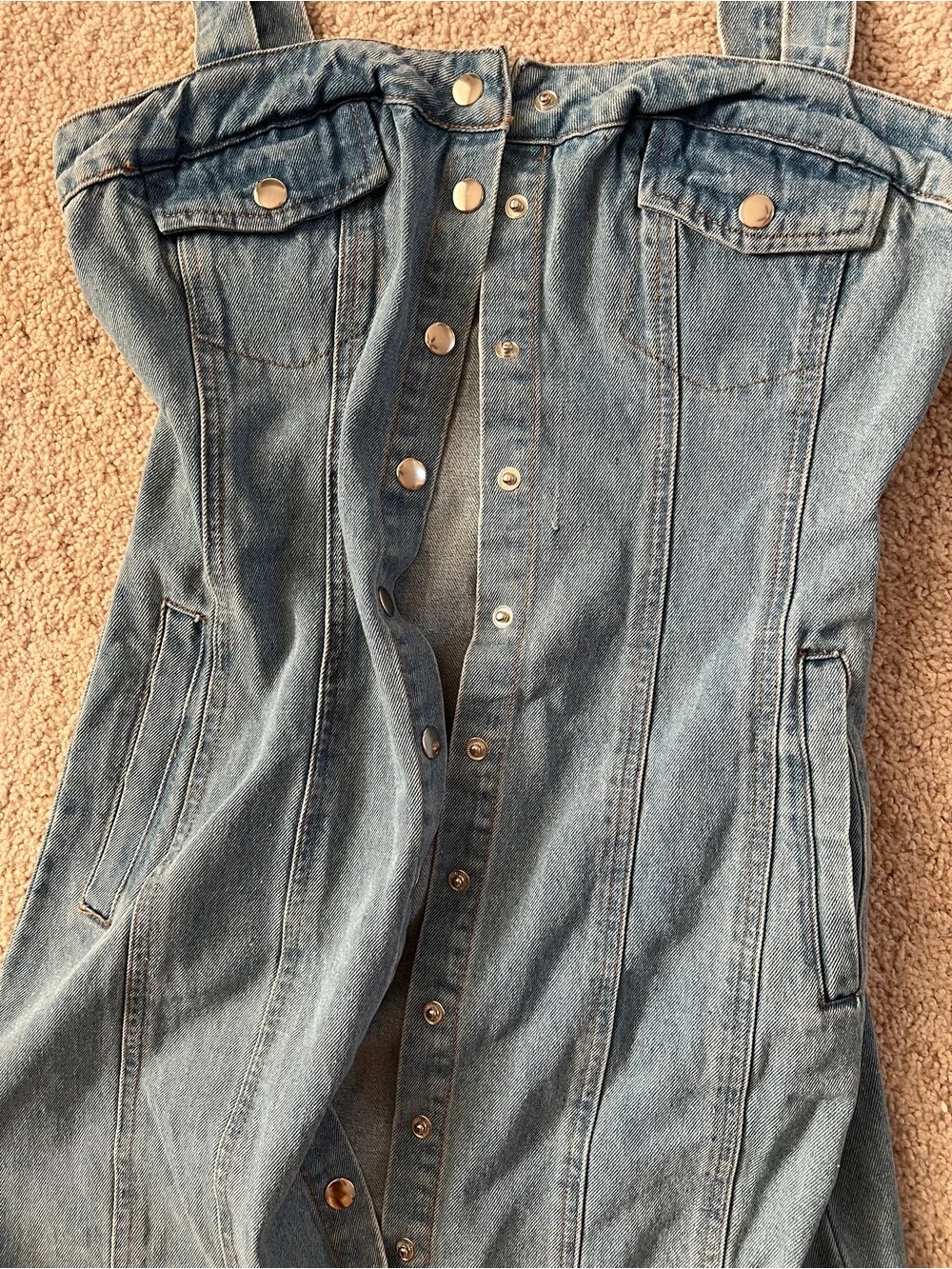 BDG Light Blue Denim Button-Front Mini Dress